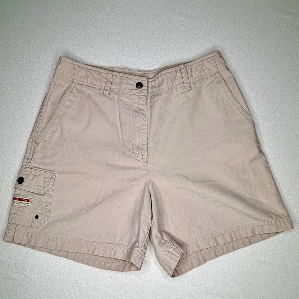 VTG 90s Lauren Ralph Lauren Khaki Cotton Utility Shorts Gorpcore Granola Sz 8 - Picture 3 of 13